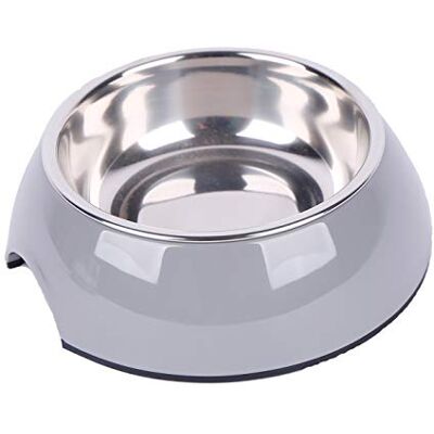Dehner hund- och kattungapa, Ø 22 cm, höjd 6 cm, 700 ml, melamin/rostfritt stål/gummi, grå Dehner hund- och kattungapa, Ø 22 cm, höjd 6 cm, 700 ml, melamin/rostfritt stål/gummi, grå