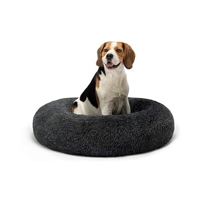 lionto Donutsäng för hundar och katter, fluffig rund bädd för små & stora husdjur, Ø 80 cm, mjuk kattsäng i gosig plysch, hundkudde med extra tjock stoppning, mörkgrå lionto Donutsäng för hundar och katter, fluffig rund bädd för små & stora husdjur, Ø 80 cm, mjuk kattsäng i gosig plysch, hundkudde med extra tjock stoppning, mörkgrå