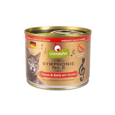 GranataPet Symfoni nr. 8 fasan och anka med kyckling, kattmat utan spannmål och sockertillsatser, filé i naturlig gelé, delikat våtfoder för katter, 6 x 200 g GranataPet Symfoni nr. 8 fasan och anka med kyckling, kattmat utan spannmål och sockertillsatser, filé i naturlig gelé, delikat våtfoder för katter, 6 x 200 g