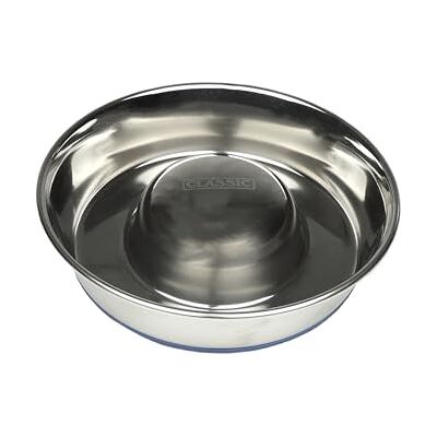 CLASSIC Caldex matskål/matskål, av rostfritt stål, med halkfri undersida för långsammare ätande, storlek S, 19 cm CLASSIC Caldex matskål/matskål, av rostfritt stål, med halkfri undersida för långsammare ätande, storlek S, 19 cm