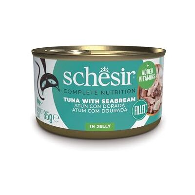 Schesir Guldtonfisk i gelé, våt kattmat, i burkar, 100% naturlig, med tillsatta vitaminer, 12 x 85 g Schesir Guldtonfisk i gelé, våt kattmat, i burkar, 100% naturlig, med tillsatta vitaminer, 12 x 85 g