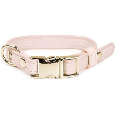 Record Skiva – London hundhalsband – tillverkat av konstläder – med metallspänne och metallkrok – storlek XS – 1,5 cm – omkrets 28–38 cm – rosa Record Skiva – London hundhalsband – tillverkat av konstläder – med metallspänne och metallkrok – storlek XS – 1,5 cm – omkrets 28–38 cm – rosa