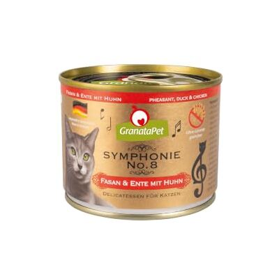 GranataPet Symfoni nr. 8 fasan och anka med kyckling, kattmat utan spannmål och sockertillsatser, filé i naturlig gelé, delikat våtfoder för katter, 6 x 200 g GranataPet Symfoni nr. 8 fasan och anka med kyckling, kattmat utan spannmål och sockertillsatser, filé i naturlig gelé, delikat våtfoder för katter, 6 x 200 g