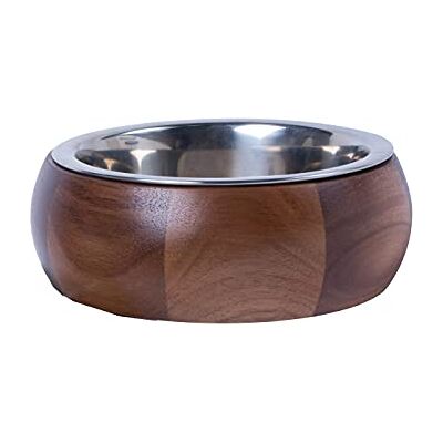 Dehner Favorithundskål, Ø 18,7 cm, höjd 7,6 cm, trä/rostfritt stål, brun Dehner Favorithundskål, Ø 18,7 cm, höjd 7,6 cm, trä/rostfritt stål, brun
