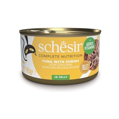 Schesir Surimi tonfisk i gelé, våt kattmat, i burkar, 100% naturlig, med tillsatta vitaminer, 12 x 85 g Schesir Surimi tonfisk i gelé, våt kattmat, i burkar, 100% naturlig, med tillsatta vitaminer, 12 x 85 g