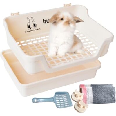 HoppScotch.bun Bumbox stor kanin kattlåda med plastgaller och dumpbricka-bunny bajs-bricka säker för kaninfötter djur- kaninburtillbehör för träning hörn kanin sandpanna HoppScotch.bun Bumbox stor kanin kattlåda med plastgaller och dumpbricka-bunny bajs-bricka säker för kaninfötter djur- kaninburtillbehör för träning hörn kanin sandpanna