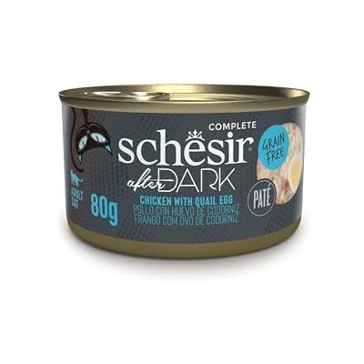 Schesir , Efter mörka kyckling- och kyckling- och vaktelägg komplett kattmat (burkar 12 x 80 g) Schesir , Efter mörka kyckling- och kyckling- och vaktelägg komplett kattmat (burkar 12 x 80 g)