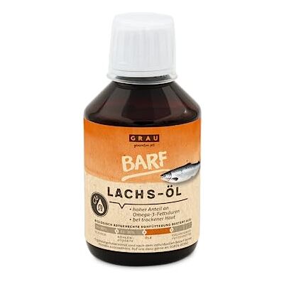 Grau Laxolja med viktiga Omega 3- och Omega 6-fettsyror som stärker hud och päls, tillskottsfoder för hundar och katter, originalprodukt, 1-pack (1 x 200 ml) Grau Laxolja med viktiga Omega 3- och Omega 6-fettsyror som stärker hud och päls, tillskottsfoder för hundar och katter, originalprodukt, 1-pack (1 x 200 ml)