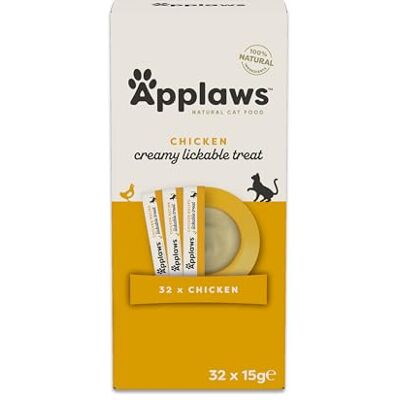 Applaws 100% naturlig kycklingfri krämig lickable snacks för katter och kattungar, 32 × 15 g påsar Applaws 100% naturlig kycklingfri krämig lickable snacks för katter och kattungar, 32 × 15 g påsar