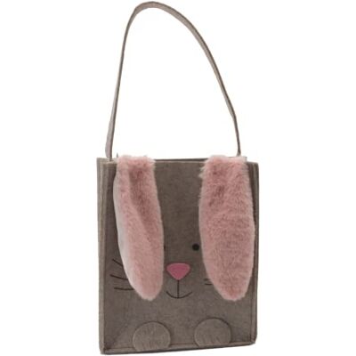 Dekohelden24 Filtväska/presentpåse som kanin i beige med rosa kaninöron, storlek L/B/H: ca 9 x 20 x 23 cm Dekohelden24 Filtväska/presentpåse som kanin i beige med rosa kaninöron, storlek L/B/H: ca 9 x 20 x 23 cm