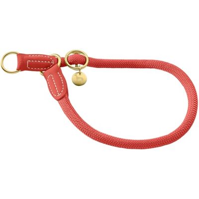 Hunter Malibu dressyrhals av rep med polyamidkärna, steglöst justerbar träningshals med stoppring och konstläder mössor för vardag och träning, färg korall, storlek 45 Hunter Malibu dressyrhals av rep med polyamidkärna, steglöst justerbar träningshals med stoppring och konstläder mössor för vardag och träning, färg korall, storlek 45
