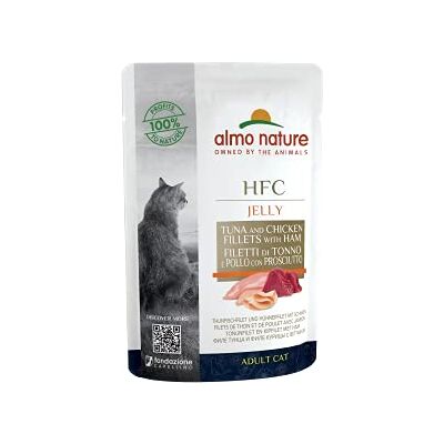 almo nature HFC Jelly våtfoder för vuxna katter tonfiskfilé och kycklingfilé med skinka – påse 55 g. almo nature HFC Jelly våtfoder för vuxna katter tonfiskfilé och kycklingfilé med skinka – påse 55 g.