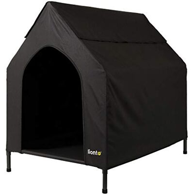 lionto Utomhusbädd för hundar med tak, 130x85x113 cm, vattenavvisande, reptåligt oxfordtyg & andningsbart nät, upphöjd hundsäng med avtagbara ben, för hundar upp till 80 kg, svart lionto Utomhusbädd för hundar med tak, 130x85x113 cm, vattenavvisande, reptåligt oxfordtyg & andningsbart nät, upphöjd hundsäng med avtagbara ben, för hundar upp till 80 kg, svart