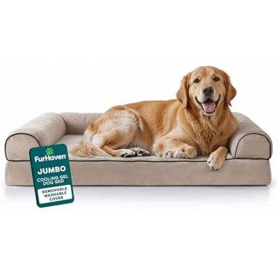 Furhaven Infused Gel Cooling Gel Memory Foam Top säng för hundar och katter Furhaven Infused Gel Cooling Gel Memory Foam Top säng för hundar och katter