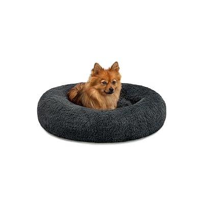 lionto Donutsäng för hundar och katter, fluffig rund bädd för små & stora husdjur, Ø 60 cm, mjuk kattsäng i gosig plysch, hundkudde med extra tjock stoppning, mörkgrå lionto Donutsäng för hundar och katter, fluffig rund bädd för små & stora husdjur, Ø 60 cm, mjuk kattsäng i gosig plysch, hundkudde med extra tjock stoppning, mörkgrå