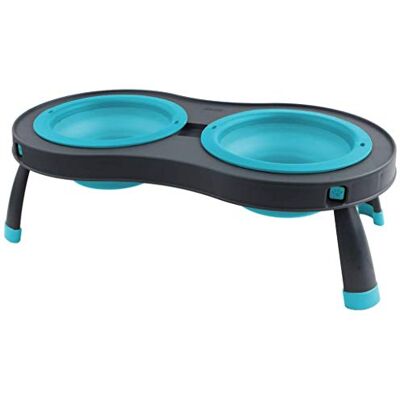 Popware Dubbelt Upphöjd Justerbar Liten Blå Matningsautomat Popware Dubbelt Upphöjd Justerbar Liten Blå Matningsautomat