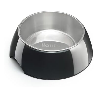 lionto Matskål i melamin med halkfri botten, urtagbar 210 ml skål i robust & luktfri rostfritt stål, lätt att rengöra, ergonomisk design, för hundar & katter, svart lionto Matskål i melamin med halkfri botten, urtagbar 210 ml skål i robust & luktfri rostfritt stål, lätt att rengöra, ergonomisk design, för hundar & katter, svart