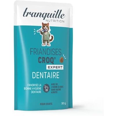 Tranquille Croq' katttandsexpert (40 x 50 g) sockerfri tandgodis minskning av plack och tandsten med kyckling och kattgräs kattfoder Tranquille Croq' katttandsexpert (40 x 50 g) sockerfri tandgodis minskning av plack och tandsten med kyckling och kattgräs kattfoder