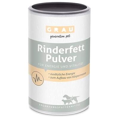 Grau Pulver av nötfett, snabb energileverantör med 80% fett, tillskottsfoder för hundar och katter, originalprodukt, 1-pack (1 x 400 g) Grau Pulver av nötfett, snabb energileverantör med 80% fett, tillskottsfoder för hundar och katter, originalprodukt, 1-pack (1 x 400 g)