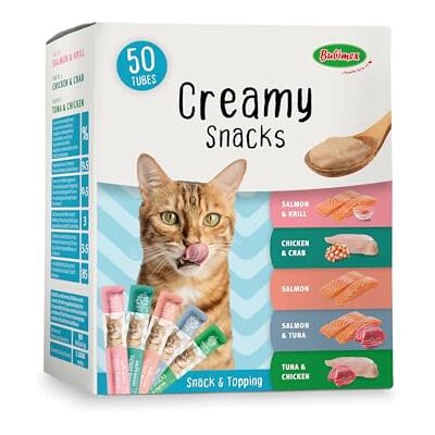 Bubimex Creamy Snacks Multipack Slickkrämer för katter slät, smidig och aptitretande textur stimulerar aptiten och främjar hydrering 50 x 15 g Bubimex Creamy Snacks Multipack Slickkrämer för katter slät, smidig och aptitretande textur stimulerar aptiten och främjar hydrering 50 x 15 g