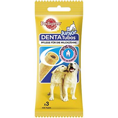 Pedigree Junior hundsnack Dentatubos för mjölktänderna, rik på kalcium, 54 stycken (18 x 3 stycken) Pedigree Junior hundsnack Dentatubos för mjölktänderna, rik på kalcium, 54 stycken (18 x 3 stycken)