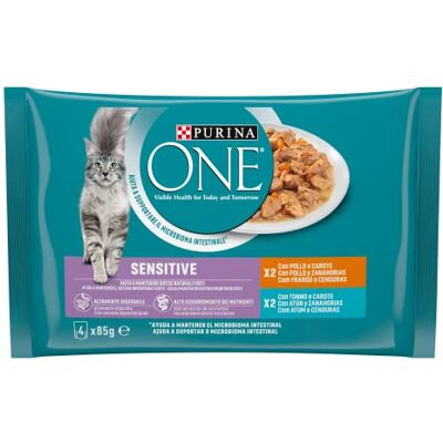 PURINA ONE Fuktig katttråd i känslig sås med kyckling och morötter, med tonfisk och morötter 48 kuvert 85 g vardera (12 förpackning om 4 x 85 g) PURINA ONE Fuktig katttråd i känslig sås med kyckling och morötter, med tonfisk och morötter 48 kuvert 85 g vardera (12 förpackning om 4 x 85 g)
