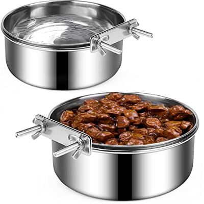 ShineMe Hundlåda, vatten- och matskål, hundskålar i rostfritt stål, hängande 2-pack för burburburbur, kennel, spillsäker hundskål för medelstora och små hundar katter, husdjur (16 x 6,6 cm och 5,5 x ShineMe Hundlåda, vatten- och matskål, hundskålar i rostfritt stål, hängande 2-pack för burburburbur, kennel, spillsäker hundskål för medelstora och små hundar katter, husdjur (16 x 6,6 cm och 5,5 x