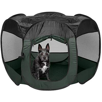 Furhaven Bärbar hundlekhage, kattält, husdjurslekplats/kennel, vikbar valpbur med dragkedja, inomhus, utomhus – jägargrön, liten Furhaven Bärbar hundlekhage, kattält, husdjurslekplats/kennel, vikbar valpbur med dragkedja, inomhus, utomhus – jägargrön, liten