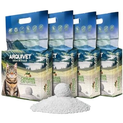 Arquivet Manioca kattsandbricka – förpackning med 4 x 6 liters flaskor – Arquivet Manioca kattsandbricka – förpackning med 4 x 6 liters flaskor –