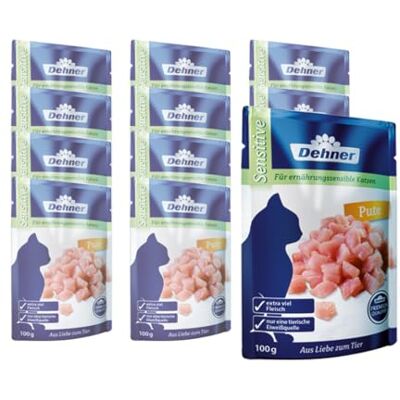Dehner Premium kattmat vuxen, känslig, kalkon i påse, 12 x 100 g (1,2 kg) Dehner Premium kattmat vuxen, känslig, kalkon i påse, 12 x 100 g (1,2 kg)