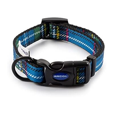 Ancol justerbar krage, nylon 20–30 cm, tartan blå Ancol justerbar krage, nylon 20–30 cm, tartan blå