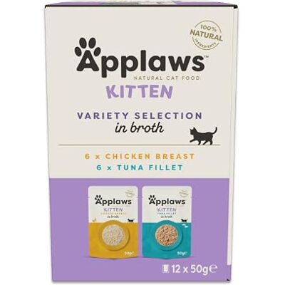 Applaws 100% naturlig våtfoder för kattungar – urval av kyckling och tonfisk i buljong i påsar på 50 g Applaws 100% naturlig våtfoder för kattungar – urval av kyckling och tonfisk i buljong i påsar på 50 g