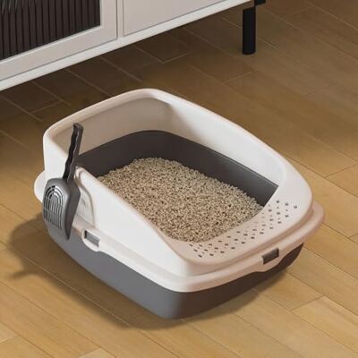 Vivo Technologies Kattlåda låda, kattlåda, plast katt öppen topp kattbricka med gratis skopa kattunge avtagbar kant enkel rengöring, 49 x 38 x 23 cm (mörkgrå) Vivo Technologies Kattlåda låda, kattlåda, plast katt öppen topp kattbricka med gratis skopa kattunge avtagbar kant enkel rengöring, 49 x 38 x 23 cm (mörkgrå)