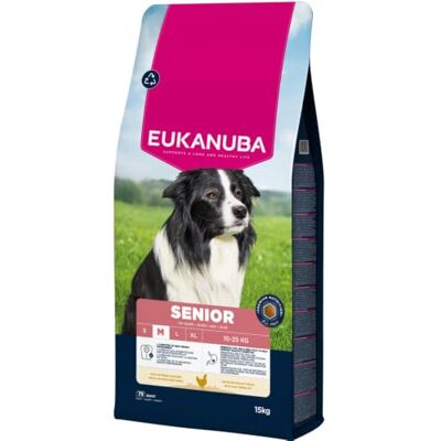 Eukanuba Senior färsk kycklinghundmat för medelstora raser, premium torrfoder för äldre hundar, 15 kg Eukanuba Senior färsk kycklinghundmat för medelstora raser, premium torrfoder för äldre hundar, 15 kg