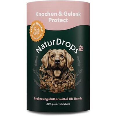 NaturDrops Ben & leder Protect hundsnacks med funktion, 125 stycken, för rörelseapparaten, 100% naturlig – 250 g NaturDrops Ben & leder Protect hundsnacks med funktion, 125 stycken, för rörelseapparaten, 100% naturlig – 250 g