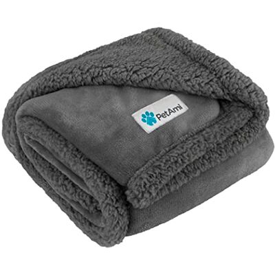 PetAmi Premium Sherpa hundfilt husdjursfilt för valp, liten hund, medium hund eller katt kattunge vändbar, mjuk, lätt mikrofiberfilt – 76 x 102 cm (grågrå) PetAmi Premium Sherpa hundfilt husdjursfilt för valp, liten hund, medium hund eller katt kattunge vändbar, mjuk, lätt mikrofiberfilt – 76 x 102 cm (grågrå)
