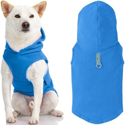 GOOBY varje dag fleece kallt väder väst med huvtröja för små hundar, medium, blå GOOBY varje dag fleece kallt väder väst med huvtröja för små hundar, medium, blå
