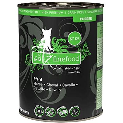 Catz finefood Purrr häst monoprotein kattmat våt nr 123, för näringskänsliga katter, 70% köttinnehåll, 6 x 400 g burk Catz finefood Purrr häst monoprotein kattmat våt nr 123, för näringskänsliga katter, 70% köttinnehåll, 6 x 400 g burk