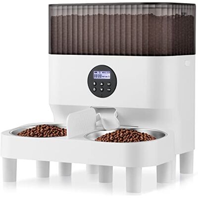 Sailnovo Sailvono Automatisk kattmatdispenser för två katter, 5 l matdispenser 2 skålar för hundar och katter, programmerbar med timer, röstinspelning 10 S, vit Sailnovo Sailvono Automatisk kattmatdispenser för två katter, 5 l matdispenser 2 skålar för hundar och katter, programmerbar med timer, röstinspelning 10 S, vit