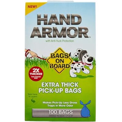 Bags on Board Handpansar Extra tjocka hundbajsuppsamlingspåsar med tätt skydd, 100 väskor Bags on Board Handpansar Extra tjocka hundbajsuppsamlingspåsar med tätt skydd, 100 väskor