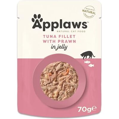 Applaws 100% naturlig fuktig kattmat – tonfiskfilé med räkor av gelé, i påsar med 70 g Applaws 100% naturlig fuktig kattmat – tonfiskfilé med räkor av gelé, i påsar med 70 g