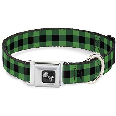 Buckle-Down Spännes-ned säkerhetsbälte spänne hundhalsband – diagonalt buffel pläd svart/vit, 1" Wide Fits 11-17" Neck Medium, Buffalo Plaid Black/Neon Green Buckle-Down Spännes-ned säkerhetsbälte spänne hundhalsband – diagonalt buffel pläd svart/vit, 1" Wide Fits 11-17" Neck Medium, Buffalo Plaid Black/Neon Green