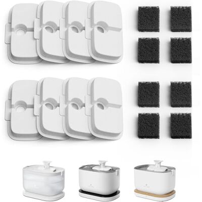 PETLIBRO Kattfontänfilter, 8 filter, ersättningsfilter och svampar för Dockstream, WF106, WF116, WF105, WF115, WF005, WF305, 4-månaders set enkelt byte för dricksfontän, vit PETLIBRO Kattfontänfilter, 8 filter, ersättningsfilter och svampar för Dockstream, WF106, WF116, WF105, WF115, WF005, WF305, 4-månaders set enkelt byte för dricksfontän, vit