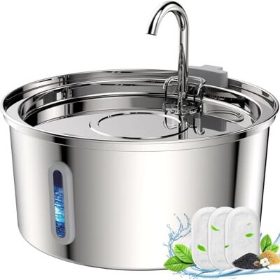 tomxcute Cat Water Fountain,Stainless Steel Cat Fountain 3.2L/108oz Automatic Pet Fountain with Water Levels Window,Ultra-Quiet Pump and 3 Replacement Filters & for Multiple Pets tomxcute Cat Water Fountain,Stainless Steel Cat Fountain 3.2L/108oz Automatic Pet Fountain with Water Levels Window,Ultra-Quiet Pump and 3 Replacement Filters & for Multiple Pets