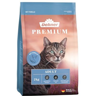 Dehner Premium kattmat, torrfoder spannmålsfritt, för vuxna katter, öring, 2 kg Dehner Premium kattmat, torrfoder spannmålsfritt, för vuxna katter, öring, 2 kg