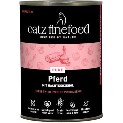 Catz finefood Purrr häst monoprotein kattmat våt nr 123, för näringskänsliga katter, 70% köttinnehåll, 6 x 400 g burk Catz finefood Purrr häst monoprotein kattmat våt nr 123, för näringskänsliga katter, 70% köttinnehåll, 6 x 400 g burk