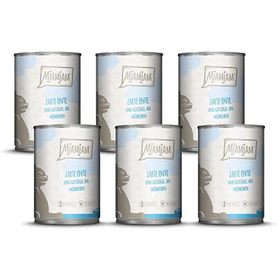 MjAMjAM premium våtfoder för katter mör anka & fågel med läckra morötter, förpackning om 6 (6 x 400 g), spannmålsfri med extra kött MjAMjAM premium våtfoder för katter mör anka & fågel med läckra morötter, förpackning om 6 (6 x 400 g), spannmålsfri med extra kött