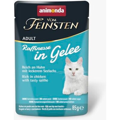 animonda Vom Feinsten animonda från finaste premium kattmat våt i gelé, raffinemang rik på kyckling med pollock, 24 portionspåsar (24 x 85 g), kornfria katter, våtfoder utan socker animonda Vom Feinsten animonda från finaste premium kattmat våt i gelé, raffinemang rik på kyckling med pollock, 24 portionspåsar (24 x 85 g), kornfria katter, våtfoder utan socker