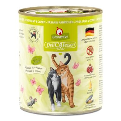 GranataPet Våtfoder Delicatessen fasan och kanin, 6 x 800 g, för katter, kattmat för finsmakare, foder utan spannmål och utan sockertillsatser GranataPet Våtfoder Delicatessen fasan och kanin, 6 x 800 g, för katter, kattmat för finsmakare, foder utan spannmål och utan sockertillsatser