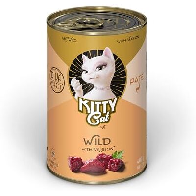 KITTY Cat Paté Wild, 6 x 400 g, våtfoder för katter, spannmålsfritt kattfoder med taurin, laxolja och grönläppmussla, helfoder med hög kötthalt, tillverkad i Tyskland KITTY Cat Paté Wild, 6 x 400 g, våtfoder för katter, spannmålsfritt kattfoder med taurin, laxolja och grönläppmussla, helfoder med hög kötthalt, tillverkad i Tyskland
